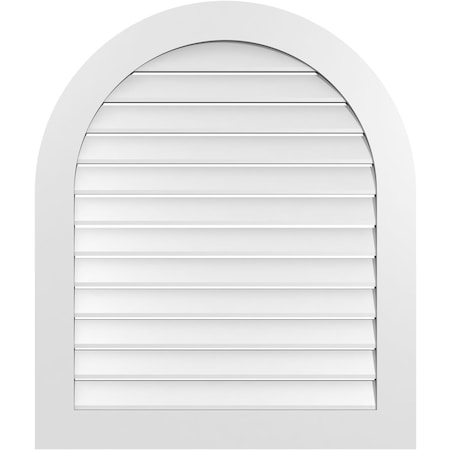 Ekena Millwork Round Top Surface Mount PVC Gable Vent: Functional, w/ 3-1/2"W x 1"P Standard Frame, 34"W x 40"H GVPRT34X4001SF